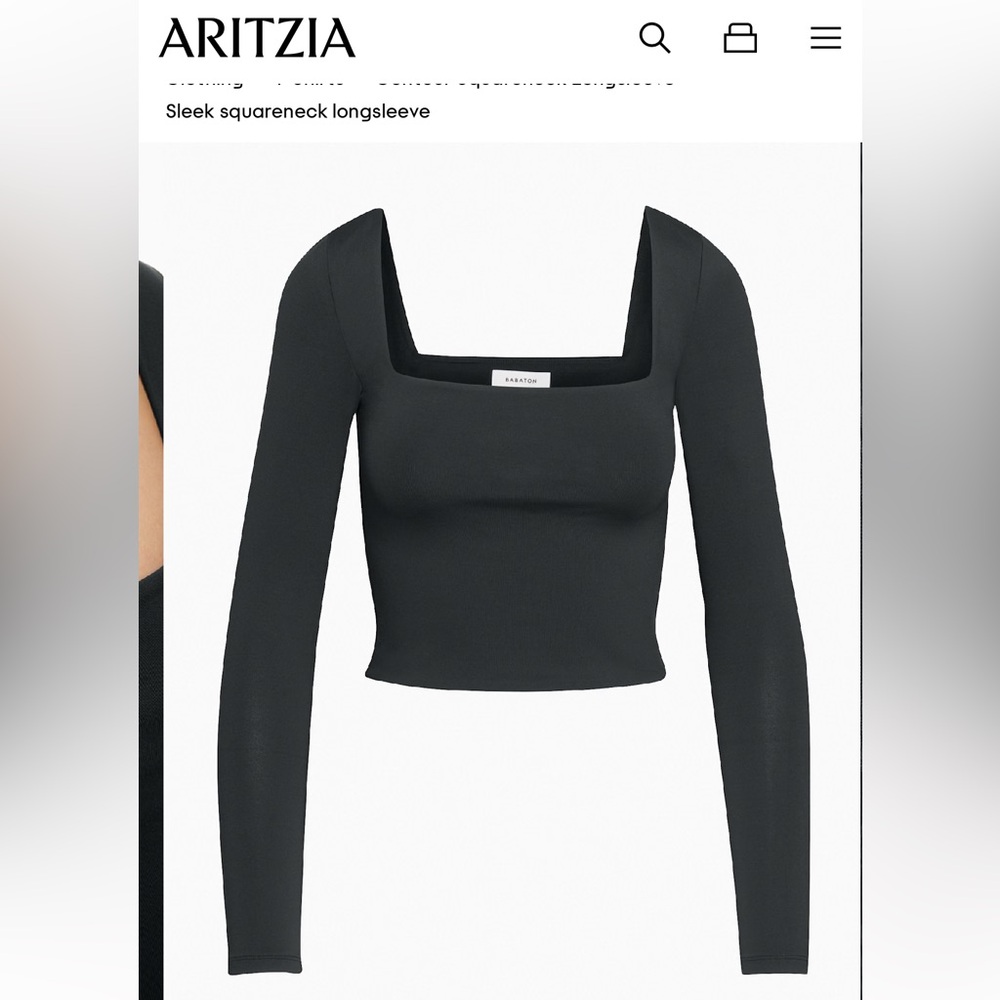 Aritzia Black Long Sleeve Square Neck Top